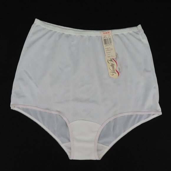 VTG NOS Vanity Fair Womens 7 Pechglo Solid White 16001 Panty NEW Lightweight